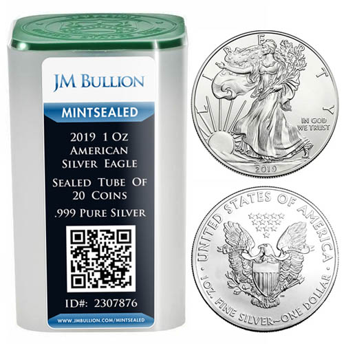 2019 American Silver Eagle Tube (MintSealed, 20 Coins, BU)