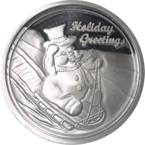 1 oz Holiday Greetings Snowman Silver Round (New)