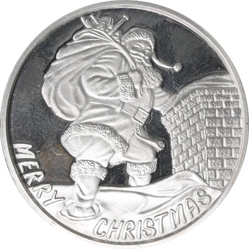 1 oz Merry Christmas Santa Silver Round (New)