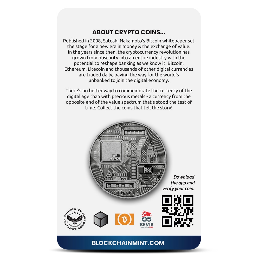 1 oz Antique Crypto Commemorative Bitcoin 10th Anniversary Silver Round (New w/ CoA)