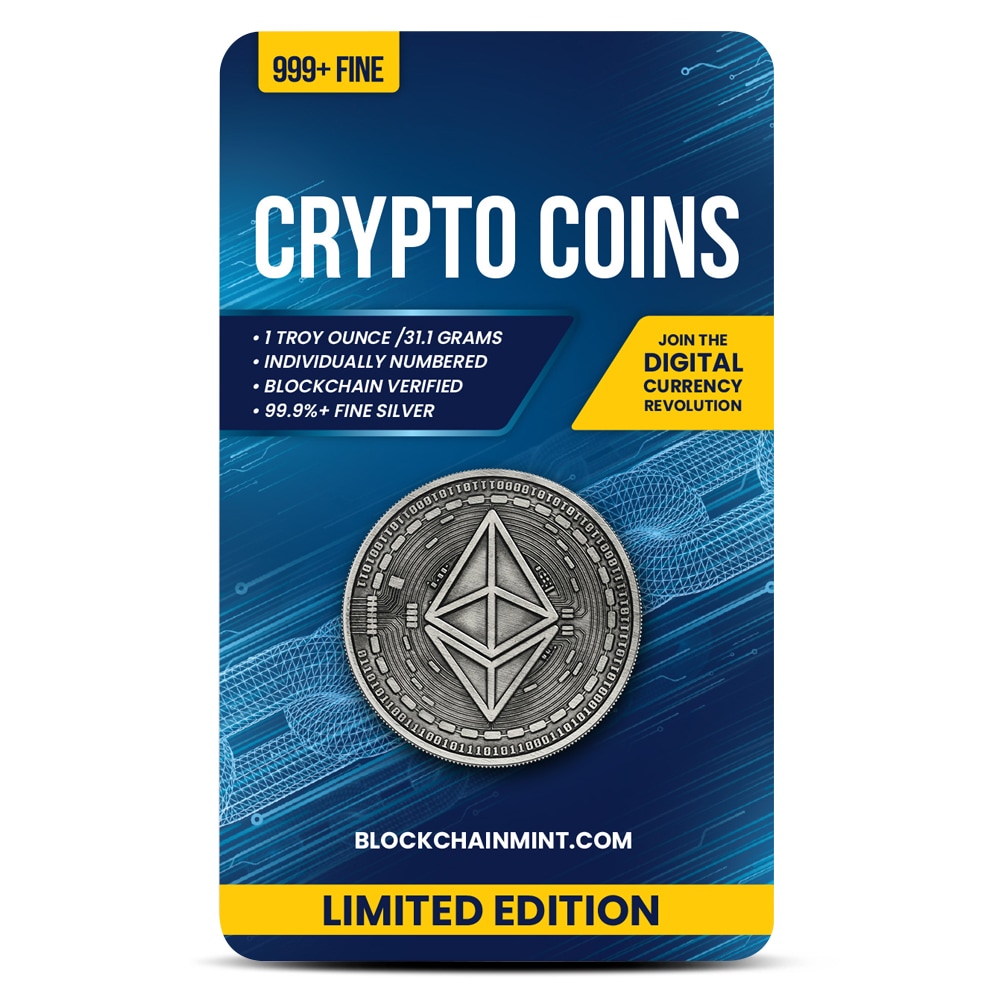 1 oz Antique Crypto Commemorative Ethereum Silver Round (New w/ CoA)