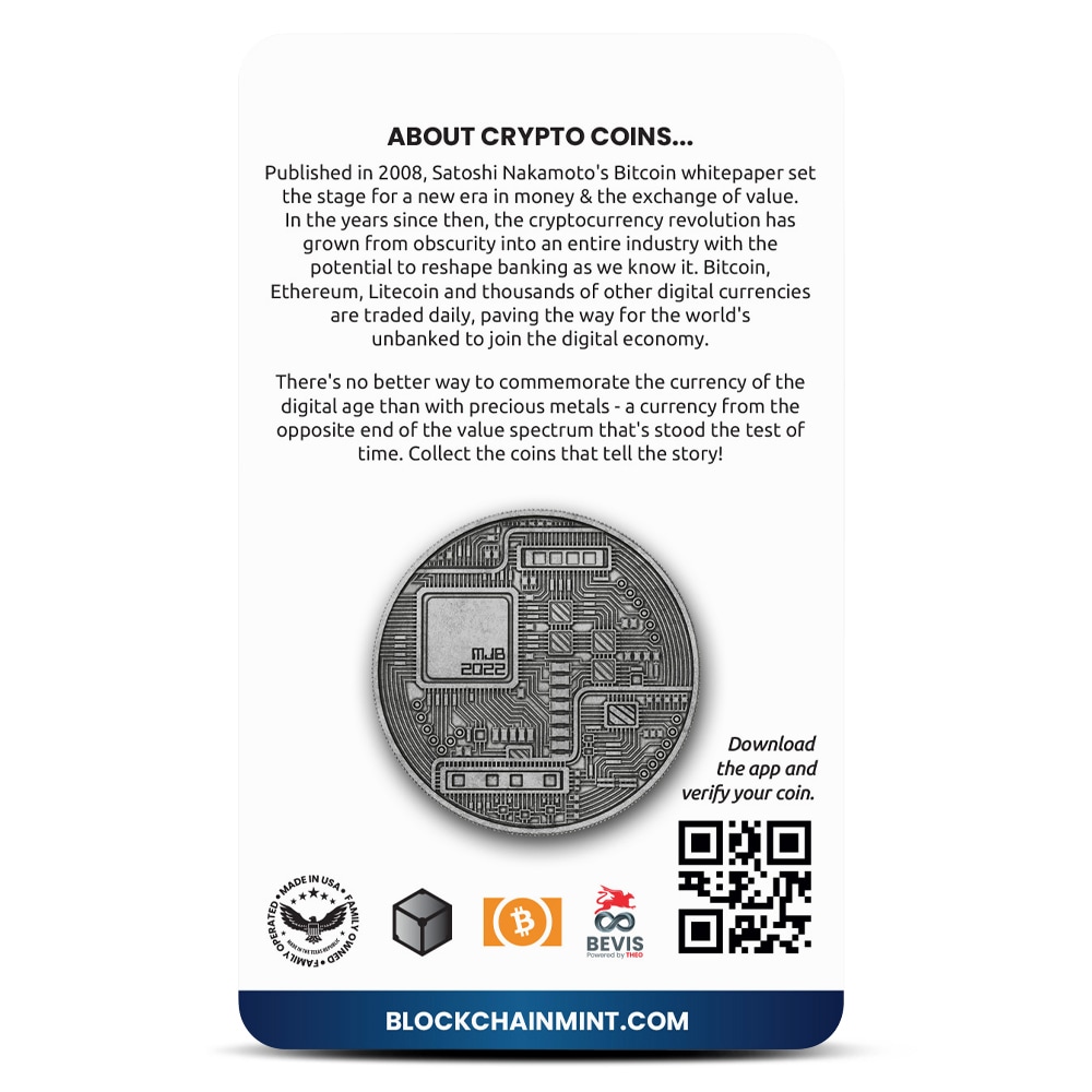 1 oz Antique Crypto Commemorative Ethereum Silver Round (New w/ CoA)
