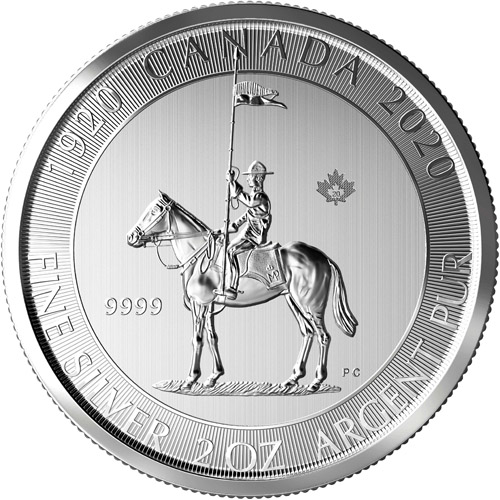 2020 2 oz 100th Anniversary Royal Canadian Mounted Police Silver Coin (BU)