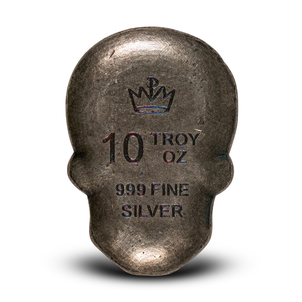 10 oz Monarch Silver Day of the Dead Heart Skull (New)