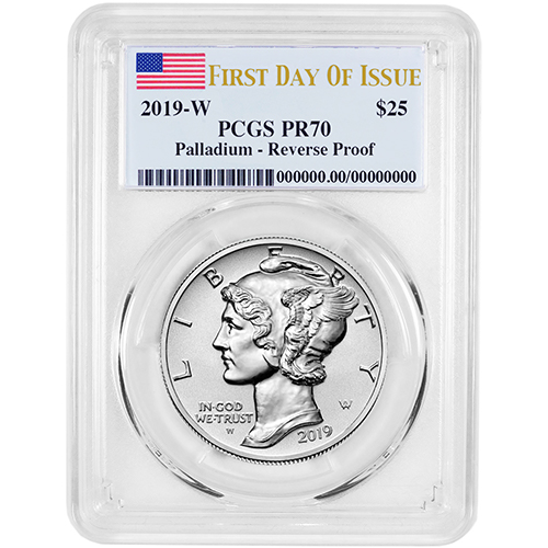 2019-W 1 oz American Palladium Eagle Reverse Proof Coin PCGS PR70 (First Day of Issue)