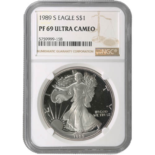 1989-S 1 oz Proof American Silver Eagle Coin NGC PF69 UCAM