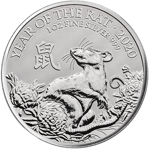 2020 1 oz British Silver Lunar Year of the Rat Coin (BU)