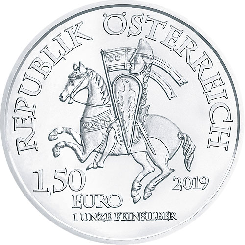 2019 1 oz Austrian 825th Anniversary Robin Hood Silver Coin (BU)
