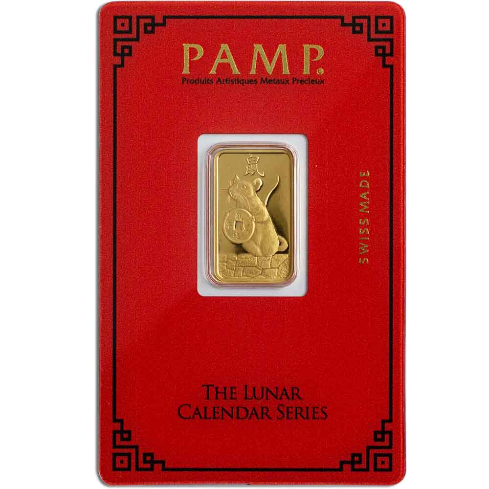 5 Gram PAMP Suisse Lunar Rat Gold Bar (New w/ Assay)