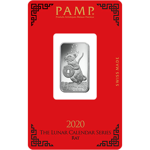 10 Gram PAMP Suisse Lunar Rat Silver Bar (New w/ Assay)