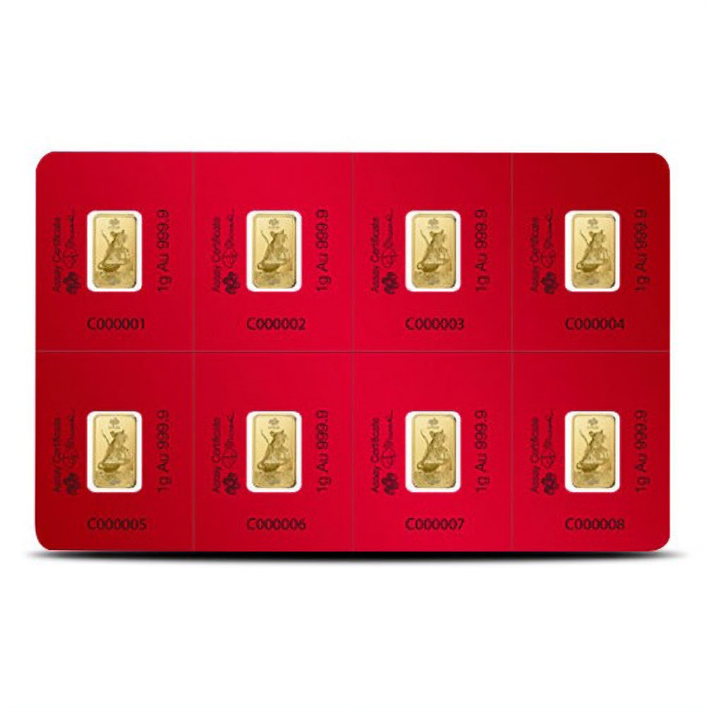 8 Gram PAMP Suisse Lunar Rat Gold Multigram Bar (8x1, New w/ Assay)
