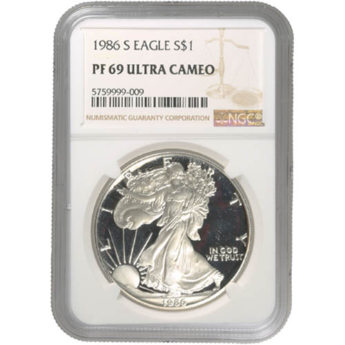 1986-S 1 oz Proof American Silver Eagle Coin NGC PF69 UCAM