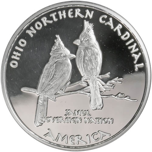 2019 1 oz Proof Ohio Wyandot Northern Cardinal Silver Coin