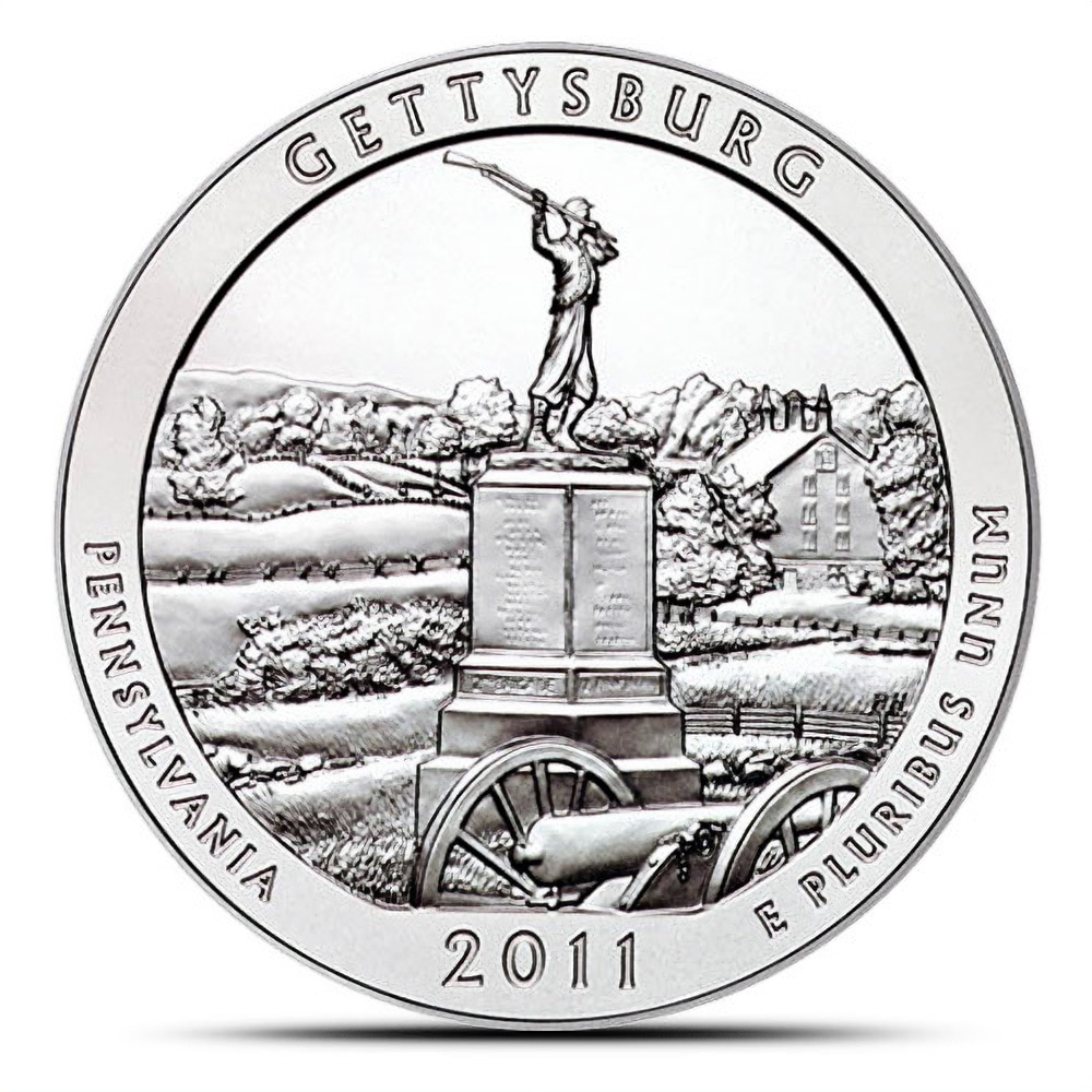 2011-P 5 oz Burnished ATB Gettysburg Silver Coin (Box + CoA)