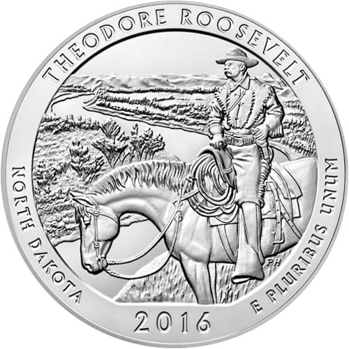 2016-P 5 oz Burnished ATB Theodore Roosevelt National Park Silver Coin (Box + CoA)