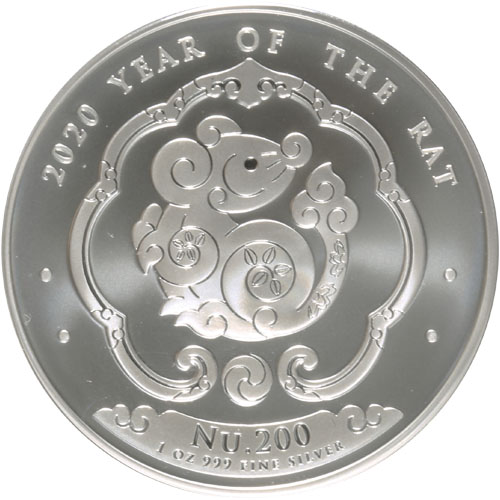 2020 1 oz Kingdom of Bhutan Lunar Rat Silver Coin