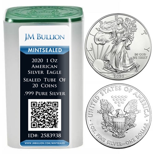 2020 American Silver Eagle Tube (MintSealed, 20 Coins)