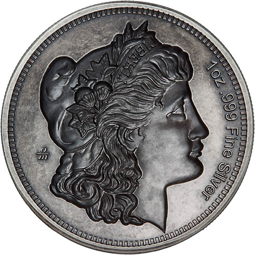 1 oz Antique Domed American Legacy Morgan Dollar Silver Round (Capsule w/ CoA)