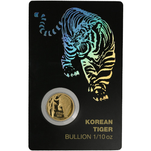 2018 1/10 oz South Korean Tiger Gold Medal (BU w/ Assay)