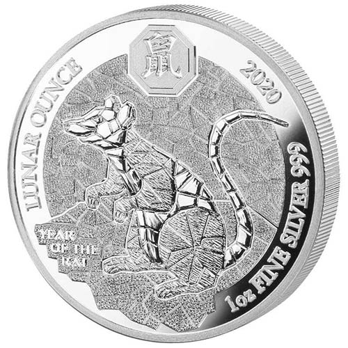 2020 1 oz Proof Rwandan Silver Lunar Rat Coin (Capsule + CoA)
