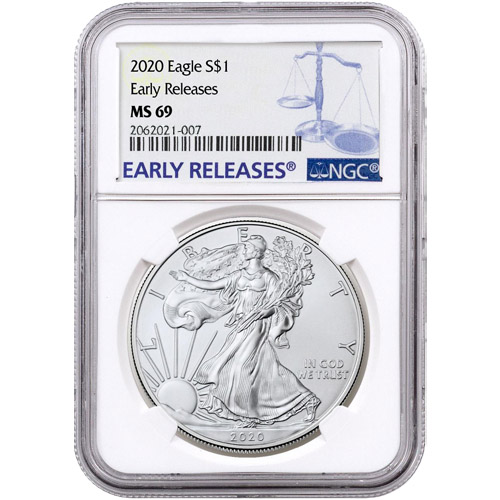 2020 1 oz American Silver Eagle Coin NGC MS69 ER