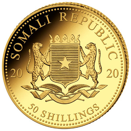 2020 1/25 oz Somalia Gold Elephant Coin (BU)