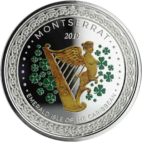 2019 1 oz Colorized Montserrat Silver Emerald Isle of the Caribbean Coin (Box + CoA)