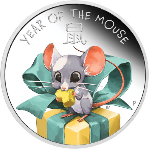 2020 1/2 oz Proof Colorized Tuvalu Lunar Baby Mouse Silver Coin (Box + CoA)