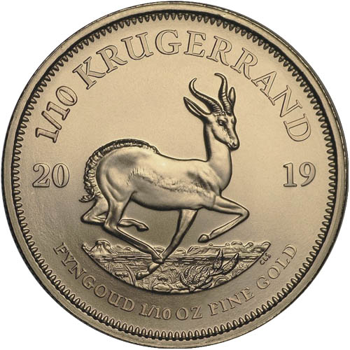 2019 1/10 oz South African Gold Krugerrand Coin (BU)