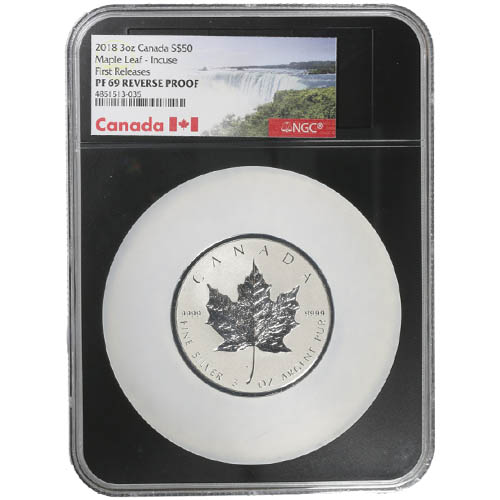 2018 3 oz Canadian Silver Incuse Maple Leaf Reverse Proof Coin NGC PF69 FR