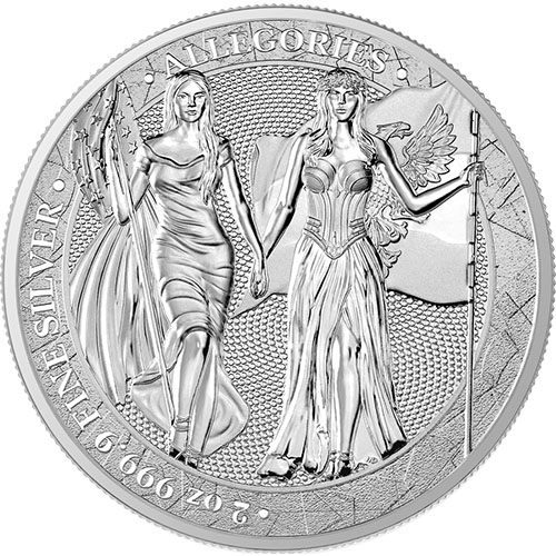 2019 2 oz Germania The Allegories Columbia & Germania Silver Round (Box + CoA)
