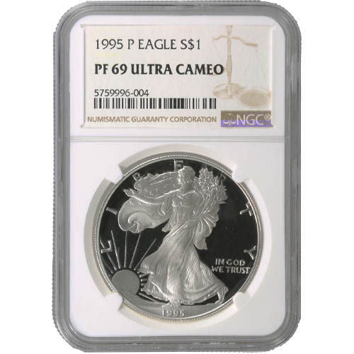 1995-P 1 oz Proof American Silver Eagle Coin NGC PF69 UCAM