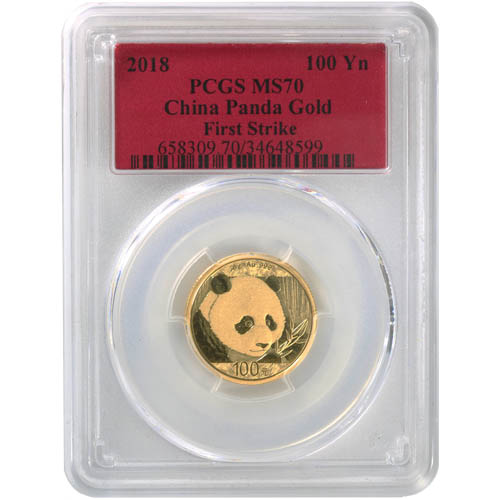 2018 8 Gram Chinese Gold Panda Coin NGC MS70 (Varied Label)