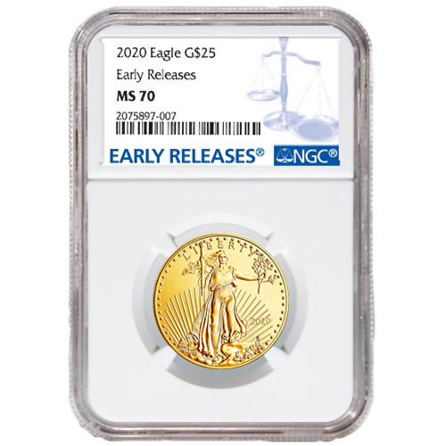 2020 1/2 oz American Gold Eagle Coin NGC MS70 ER
