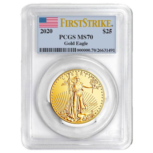 2020 1/2 oz American Gold Eagle Coin PCGS MS70 FS