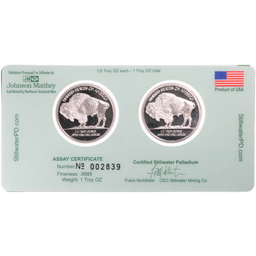 1/2 oz Johnson Matthey Palladium 2-Round Set (Lewis & Clark, w/ Assay)