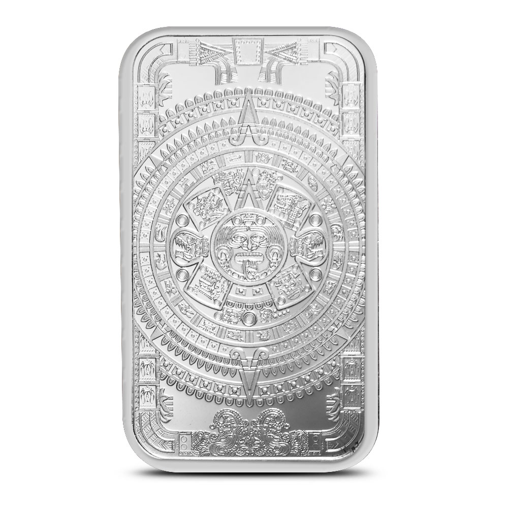 1 oz Aztec Calendar Silver Bar (New)