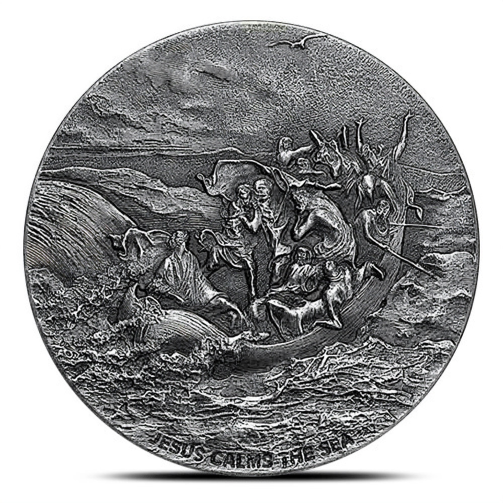 2017 2 oz Jesus Calms The Sea Biblical Silver Coin Series