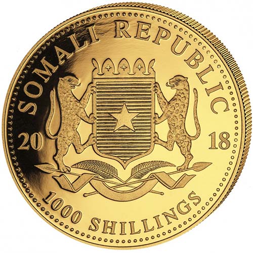 2018 1 oz Somalia Gold Elephant Coin