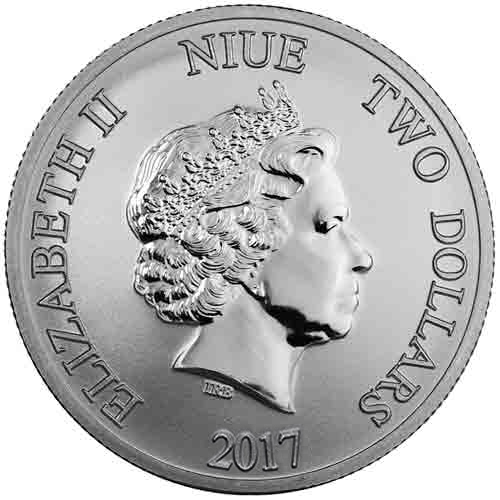 2017 1 oz New Zealand Silver $2 Niue Hawksbill Turtle Coin (BU)