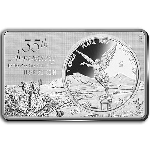 2017 3 oz 35th Anniversary Silver Mexican Libertad Bar (New)