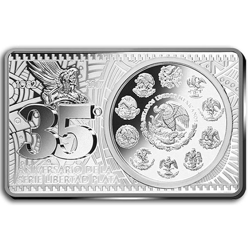 2017 3 oz 35th Anniversary Silver Mexican Libertad Bar (New)