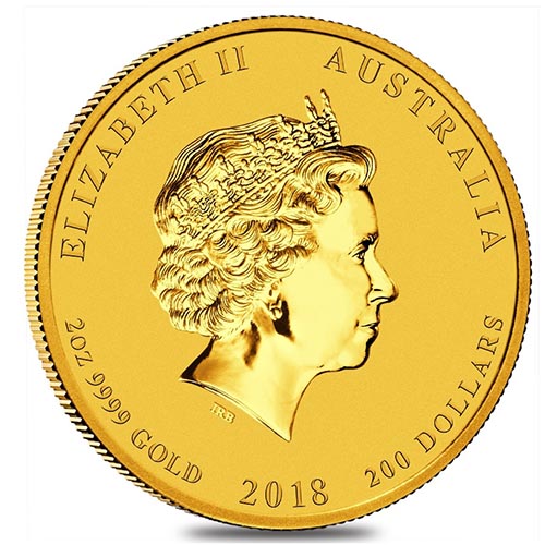 2018 2 oz Australian Gold Lunar Dog Coin (BU)