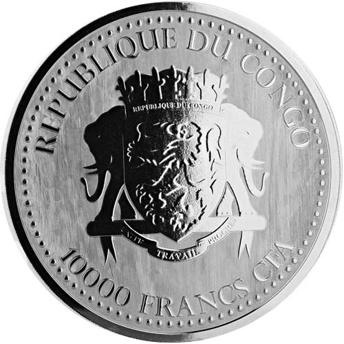 2017 1 Kilo Congo Silver Silverback Gorilla Coin (BU)