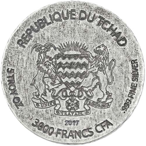 2017 5 oz Republic of Chad Egyptian Relic Series Queen Nefertiti Silver Coin (BU)