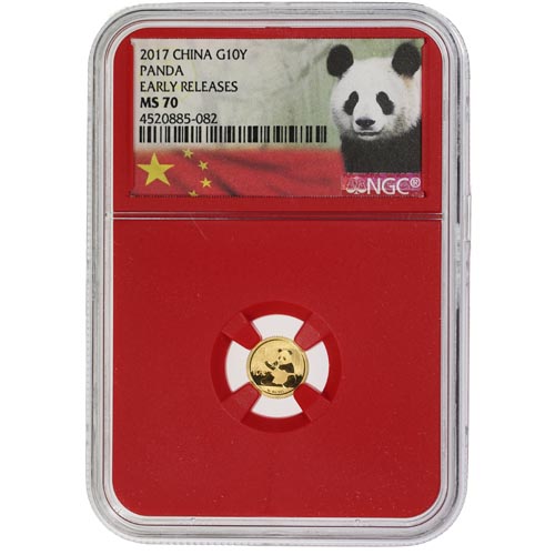 2017 1 Gram Chinese Gold Panda Coin NGC MS70 ER (Red Core)