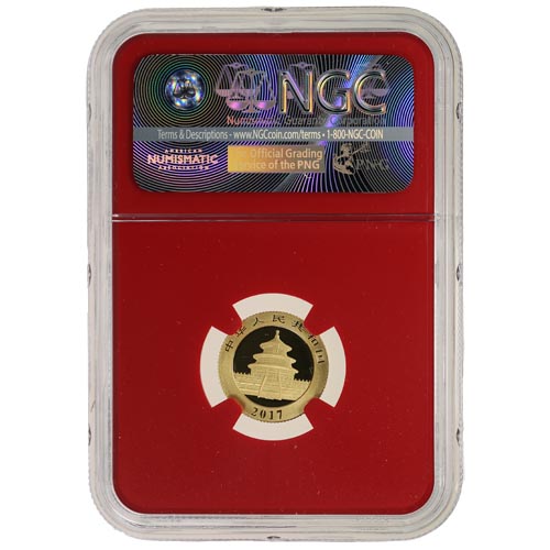 2017 3 Gram Chinese Gold Panda Coin NGC MS70 ER (Red Core)