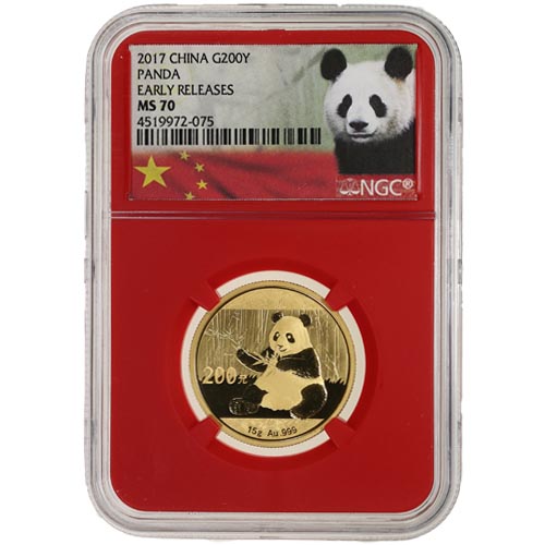 2017 15 Gram Chinese Gold Panda Coin NGC MS70 ER (Red Core)