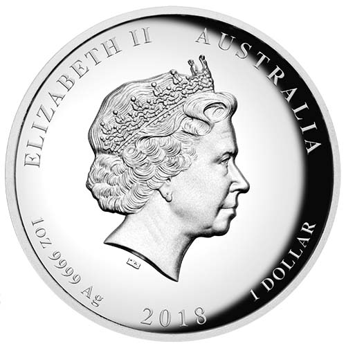 2018 1 oz Proof Australian Silver Lunar Dog Coin (High Relief)