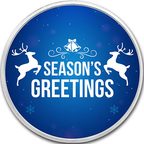 1 oz Colorized Seasons Greetings Silver Round